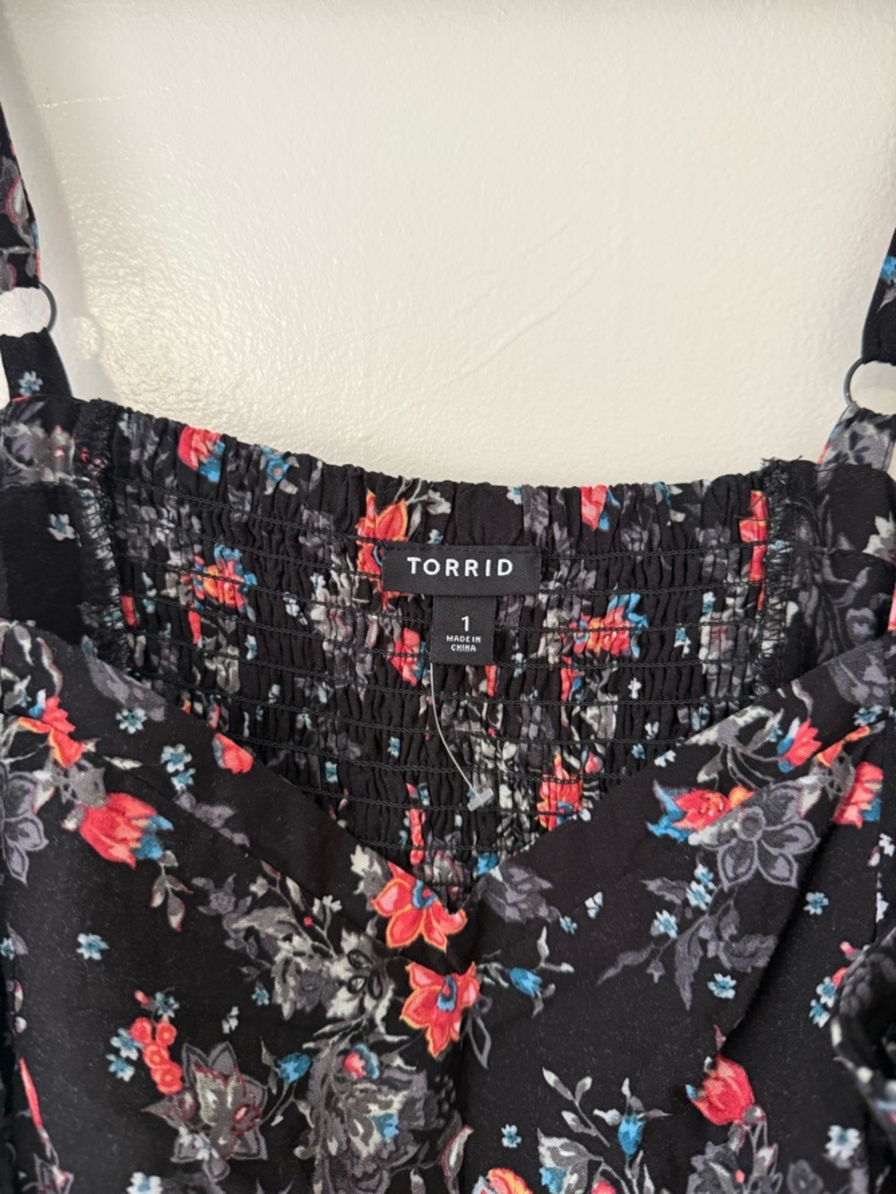 Torrid - Black Floral Skater Dress Smocked Sleeveless Summer NWOT Size 1 (16/18) - Picture 3 of 15
